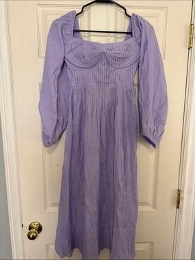 Hello Molly Lilac Puff Sleeve Midi Dress
